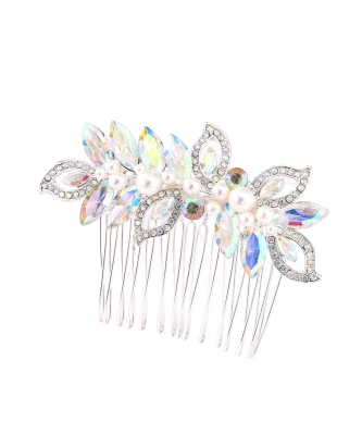 Rhinestone Hair Comb HM320001 SILVER AB